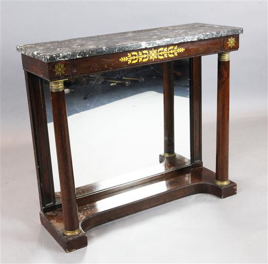 A Regency brass inset rosewood console table, W.3ft 1.5in. D.1ft 1.5in. H.2ft 9in.